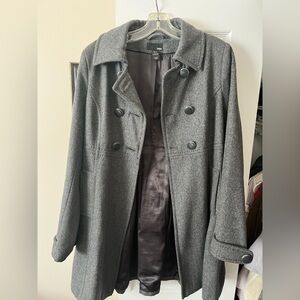 Women's Grey H&M Double-Breasted Wool-Blend Coat